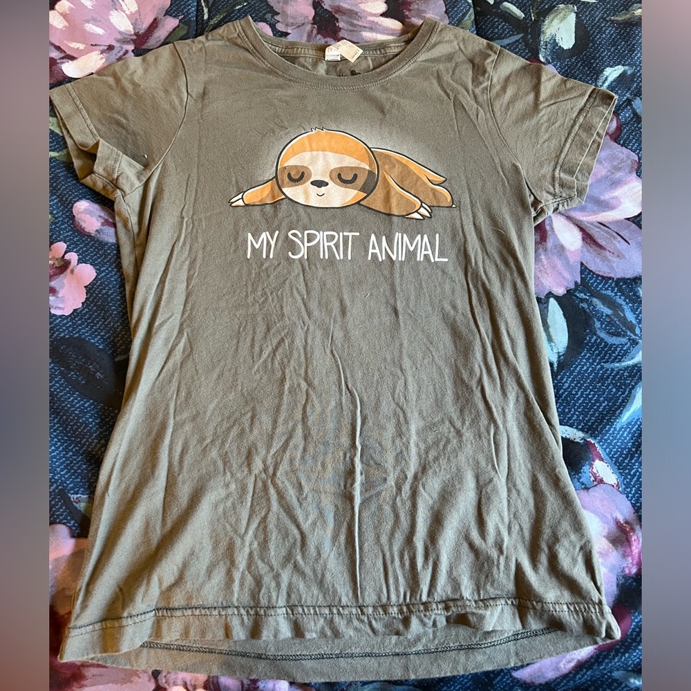 TeeTurtle small ladies grey sloth “My Spirit Animal” t shirt
